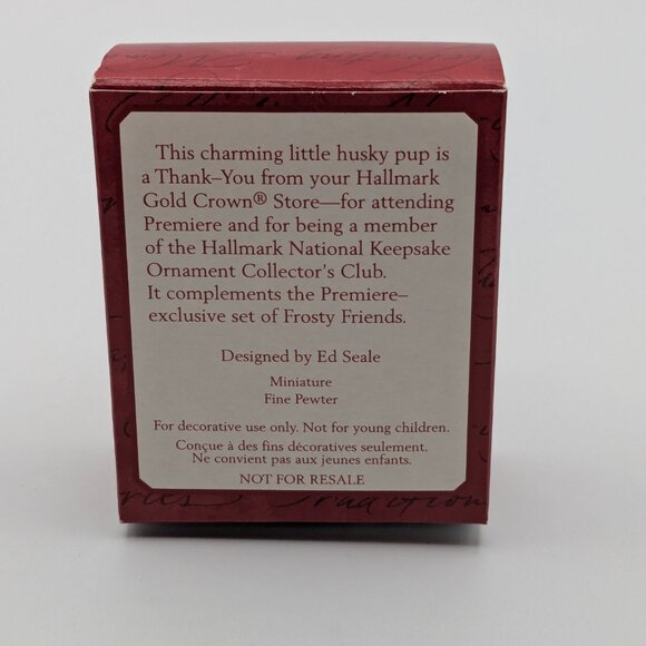 Hallmark Keepsake Husky Frosty Friends 2000, Miniature Pewter Vintage Ornament - Picture 9 of 11